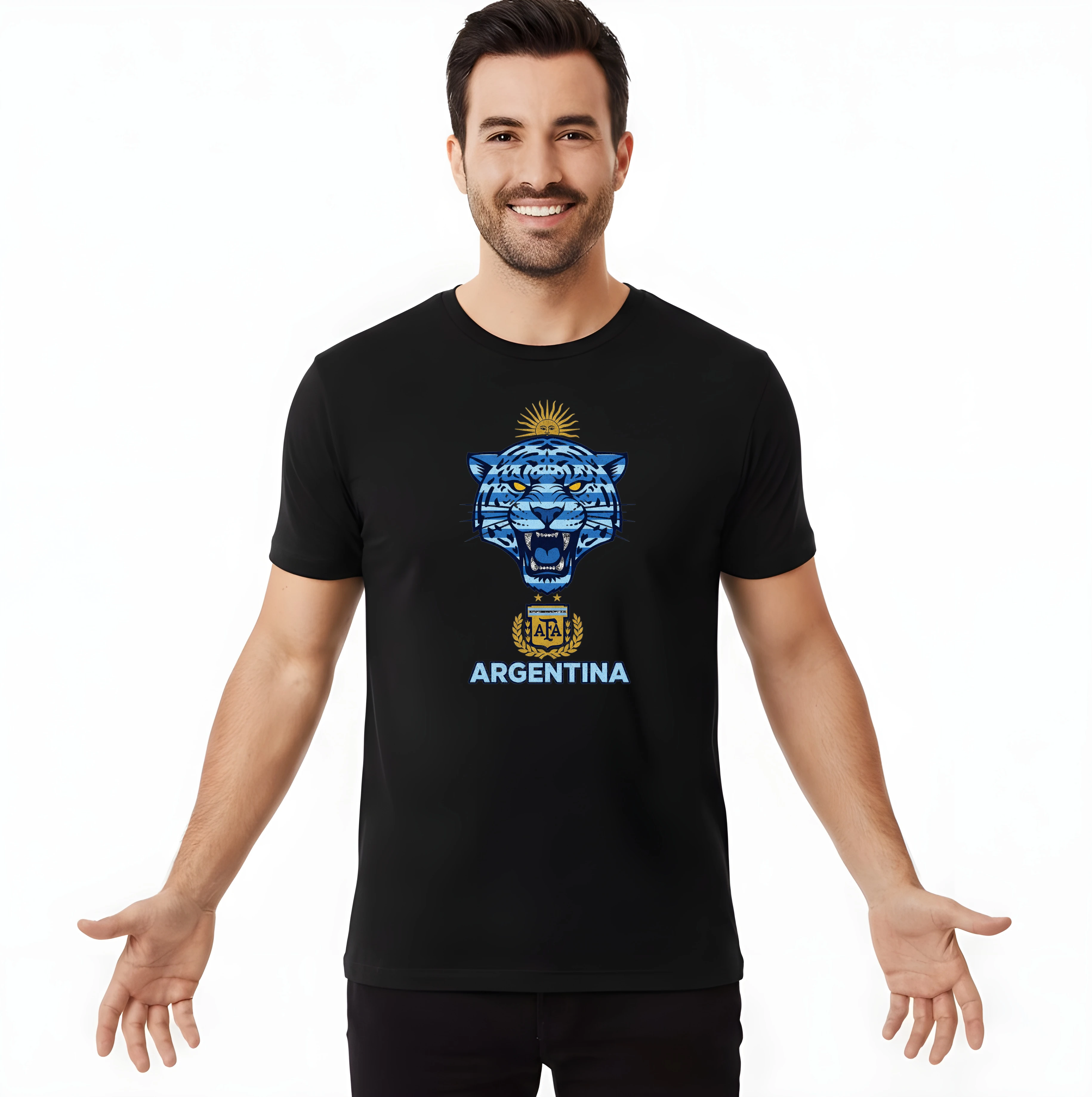Pánske tričko Argentína Afa Divoký Modrý Tiger So Slnkom A Hrdosťou