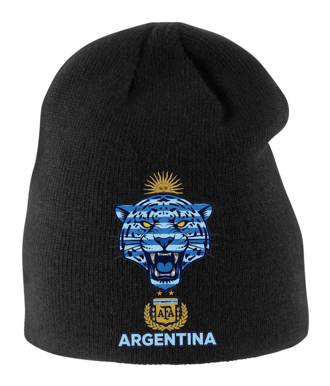Detská zimná čiapka Argentína Afa Divoký Modrý Tiger So Slnkom A Hrdosťou
