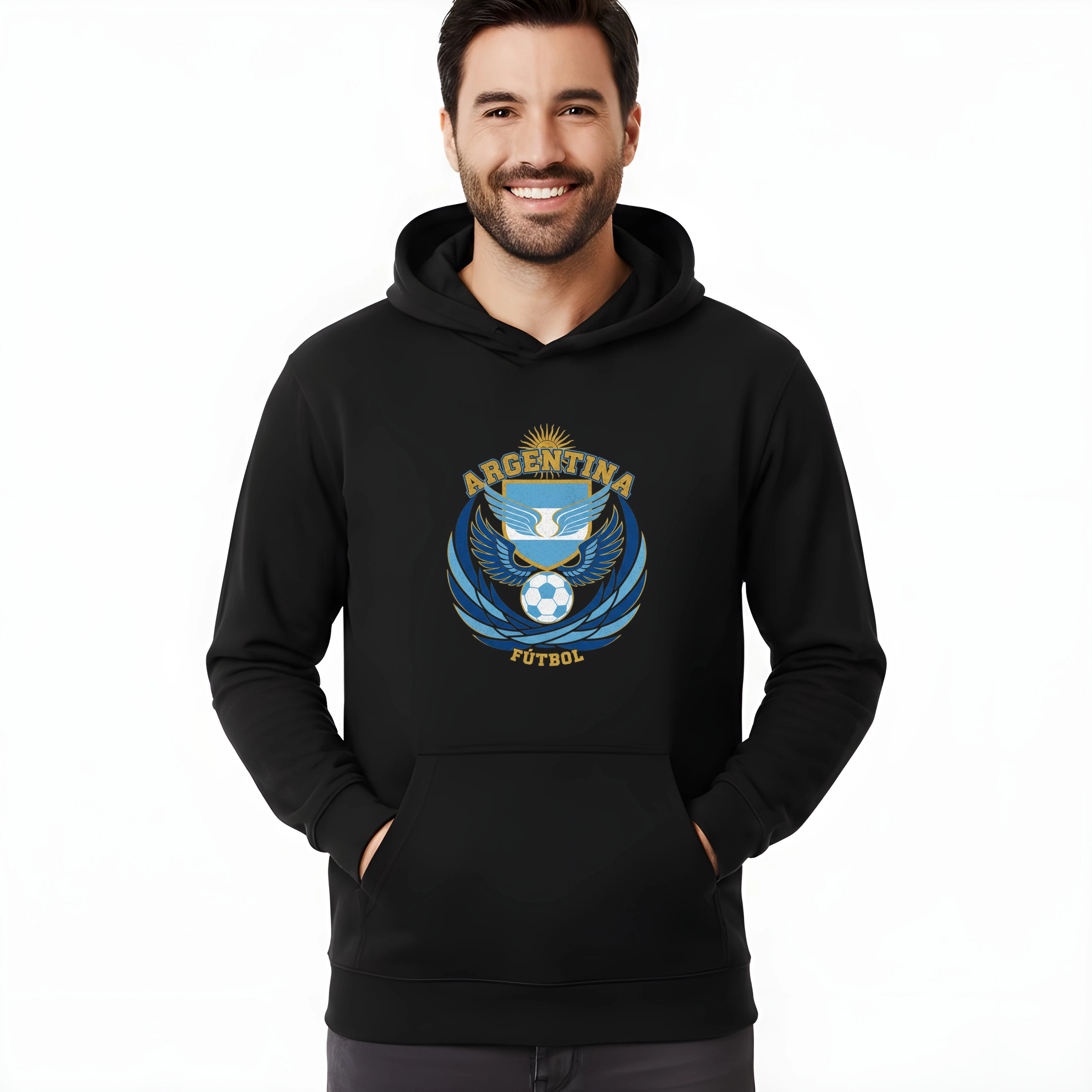 Mikina Argentína Futbalový Erb Okrídlený Lopta Slnko A Sila Národa