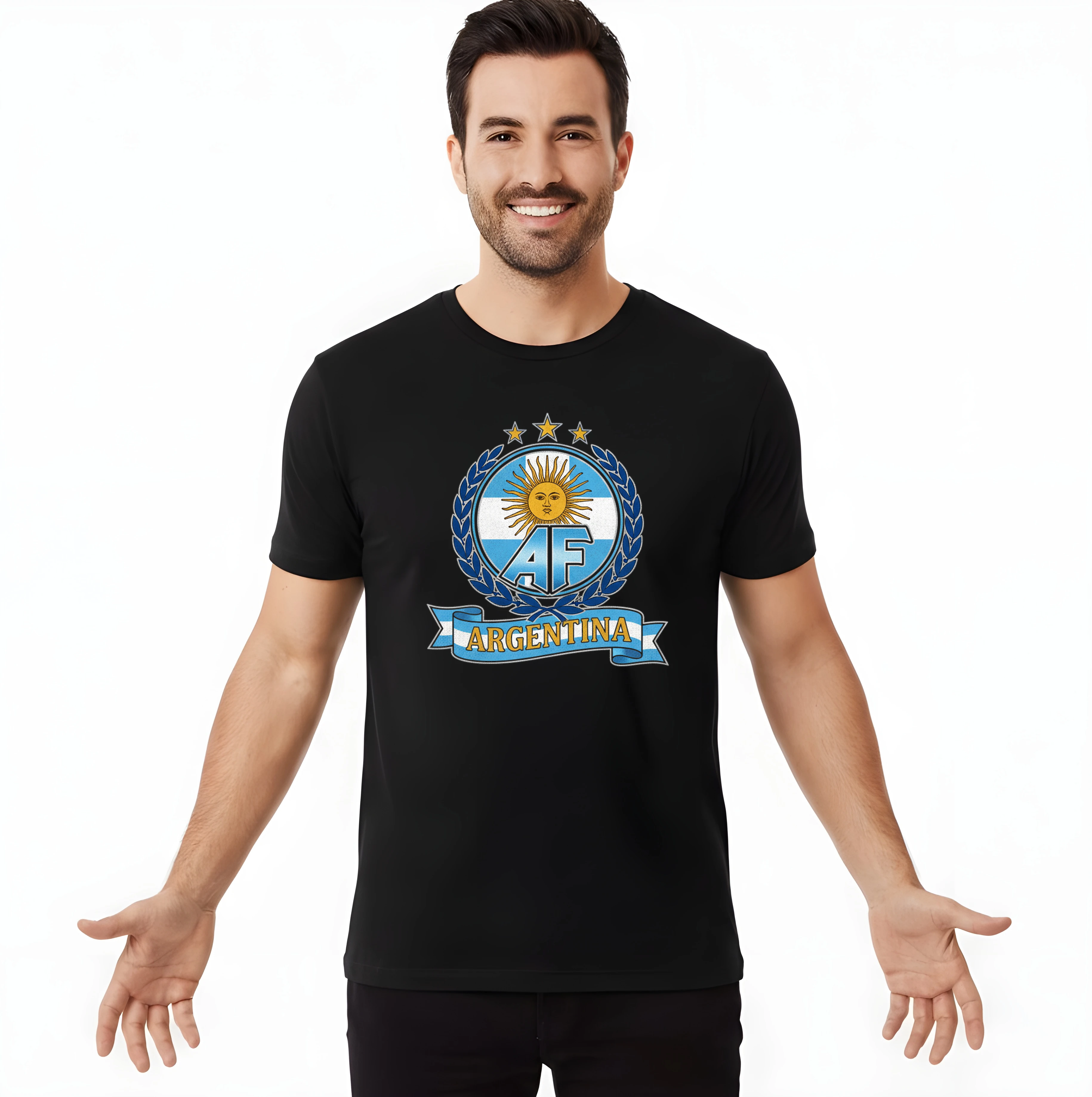 Pánske tričko Retro Futbalový Emblém S Vavrínovým Vencom A Slnkom Mája Argentína